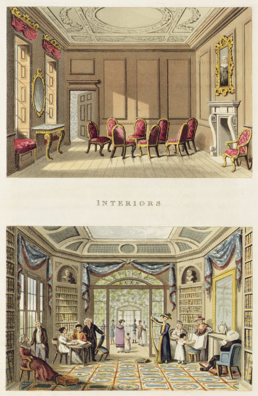 Intérieurs : Le vieux salon de cèdre et le salon moderne, de 