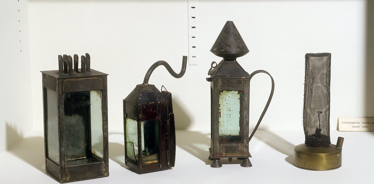 Lampes de sécurité pour mineurs prototypes, 1815 - Humphry Davy