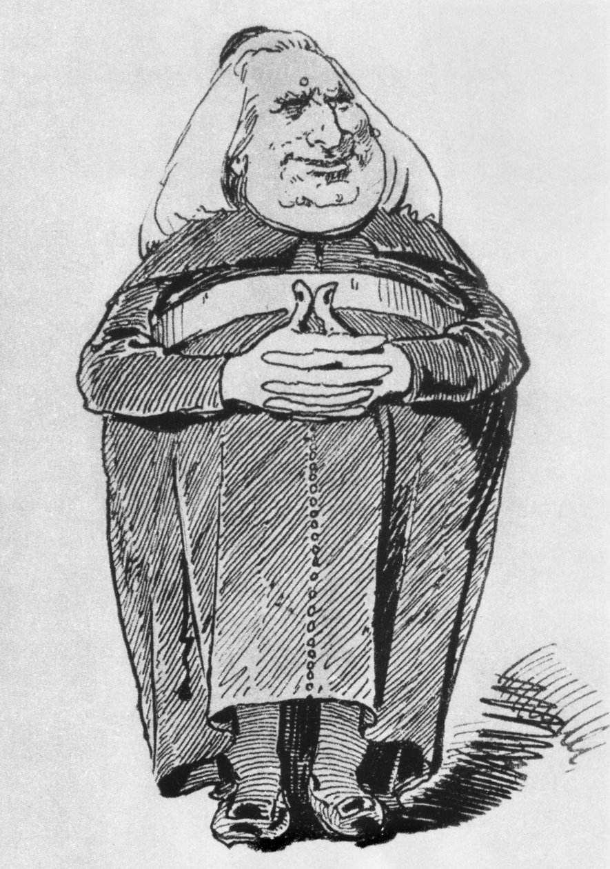 Franz Liszt (1811-86) en abbé, caricature de Borsszem Janko, 27 juillet 1870 - Hungarian School
