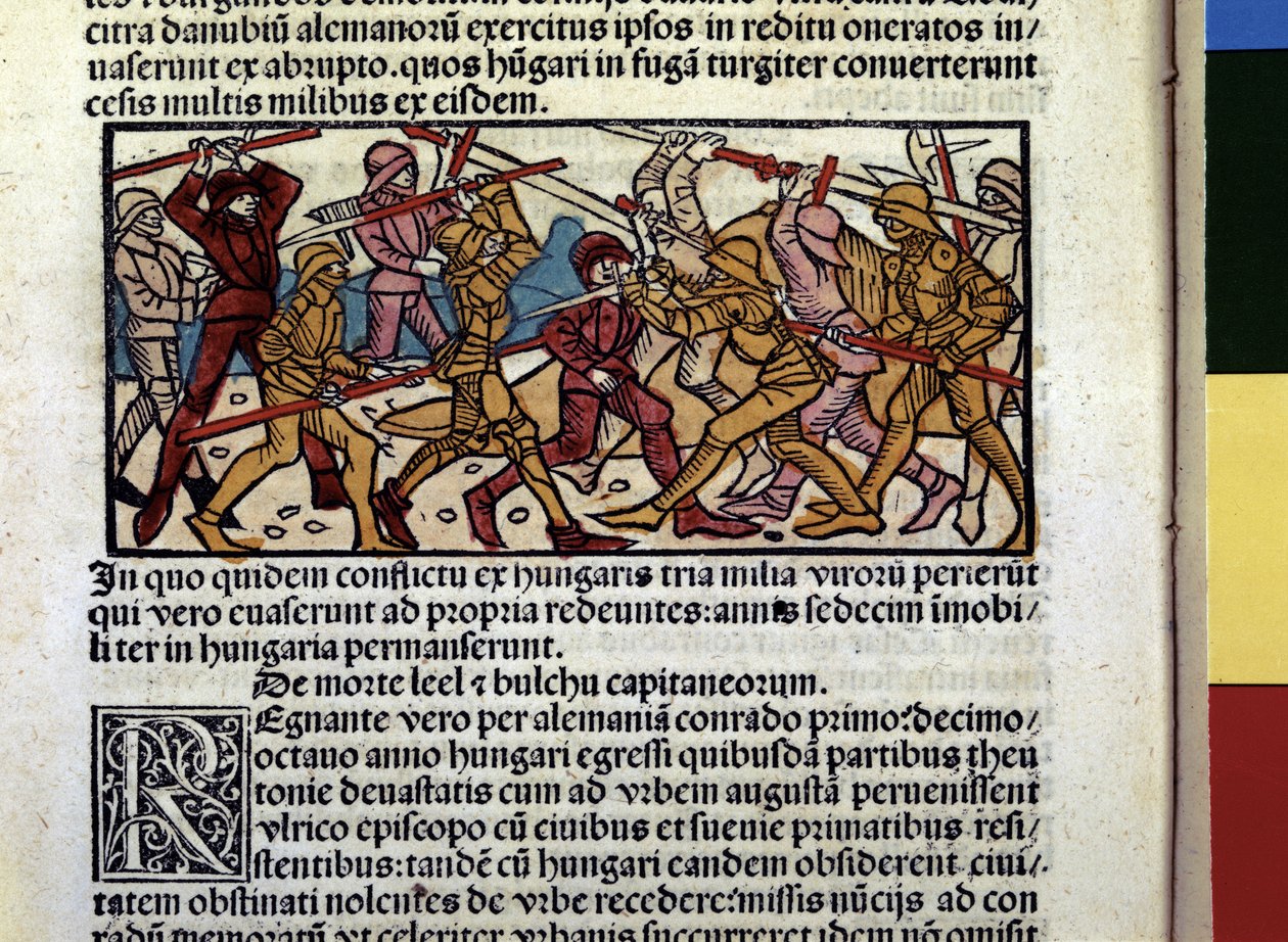 MAGYARS Combat de: Illustration du livre "Chronique de Hongrie" - Hungarian School
