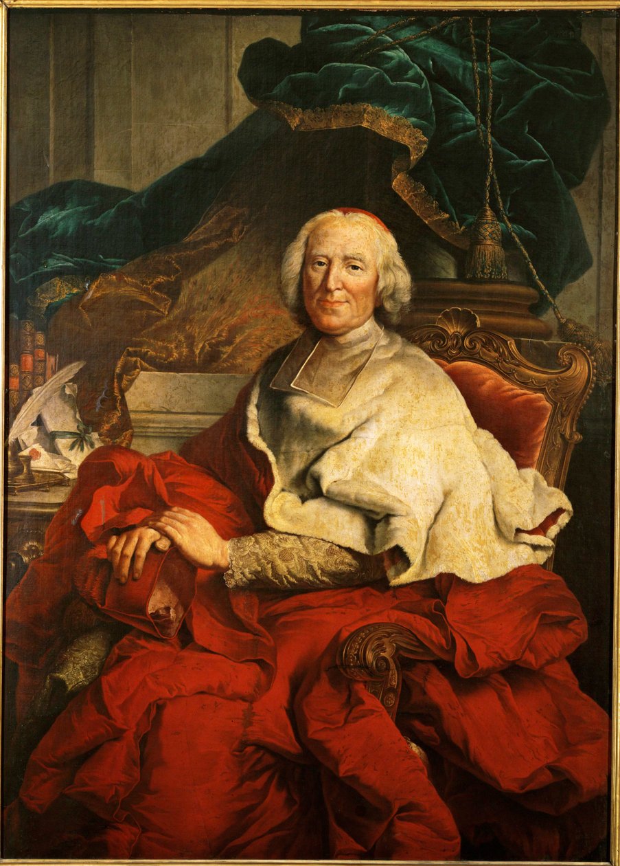 Le cardinal André-Hercule de Fleury, premier ministre du roi Louis XV ... (huile sur toile) - Hyacinthe (studio of) Rigaud