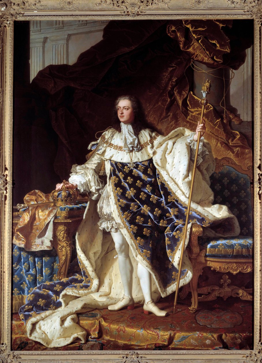 Portrait en pied de Louis XV en costume de couronnement (1710-1774) - Hyacinthe Francois Rigaud