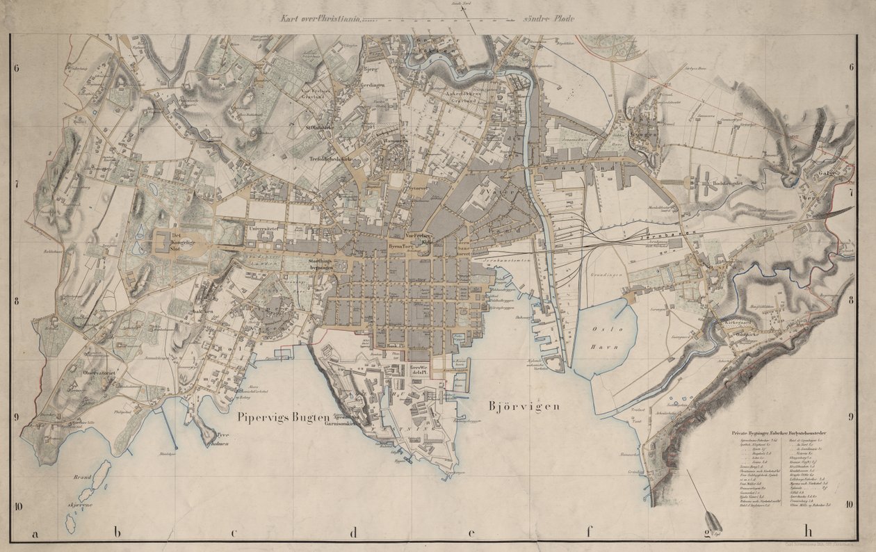 La carte est publiée en (1861) et montre Christiania - I.W.G. Næser