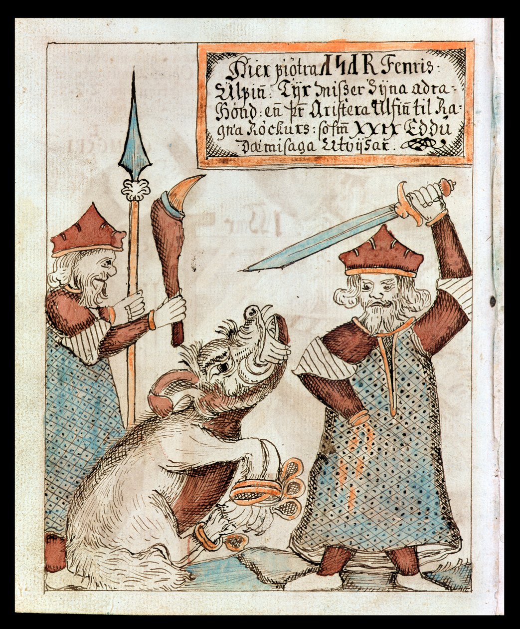 Le dieu nordique Tyr perdant sa main au loup enchaîné, Fenrir - Icelandic School