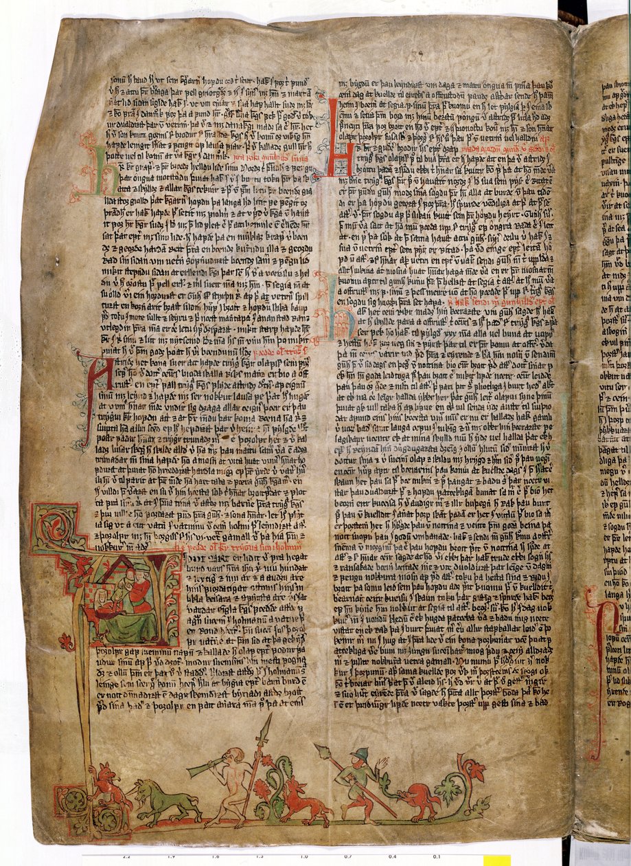 Baptême du roi Olaf Tryggvason, de Flateyjarbok (Le Livre de Flatey) fin du XIVe siècle - Icelandic School