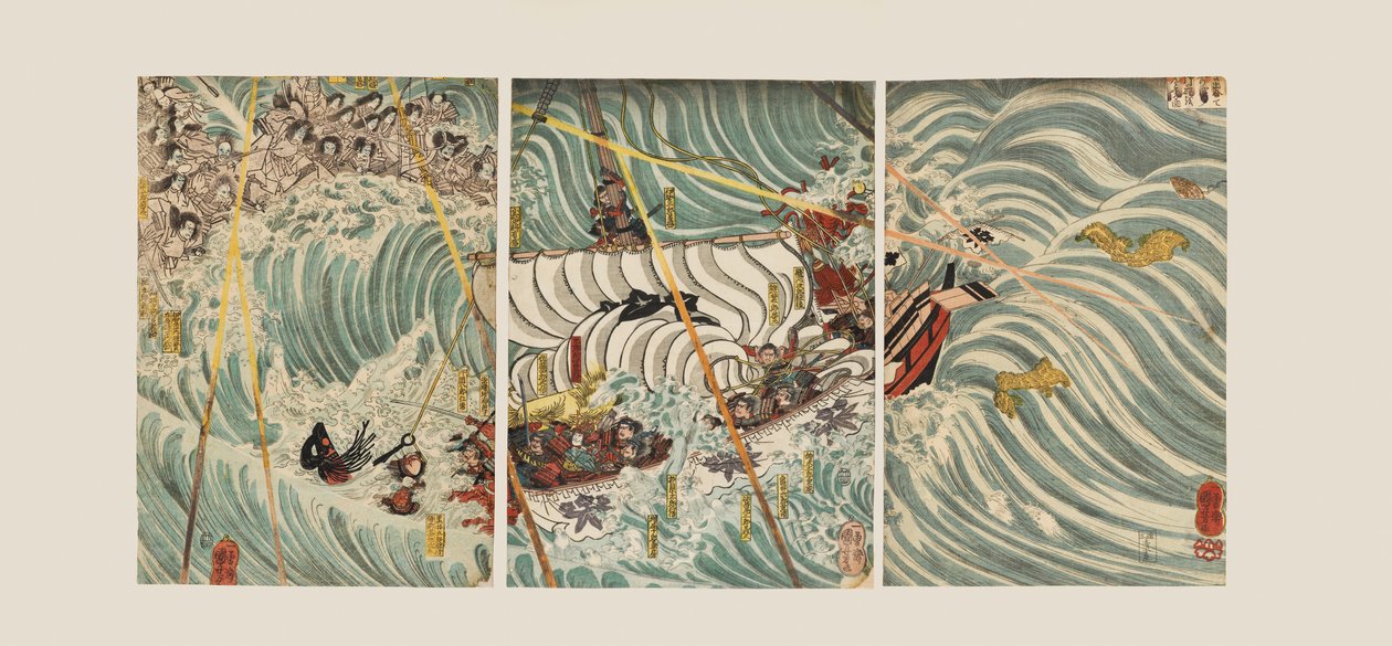Les fantômes de Taira attaquent le navire de Yoshitsune - Ichiyusai Kuniyoshi