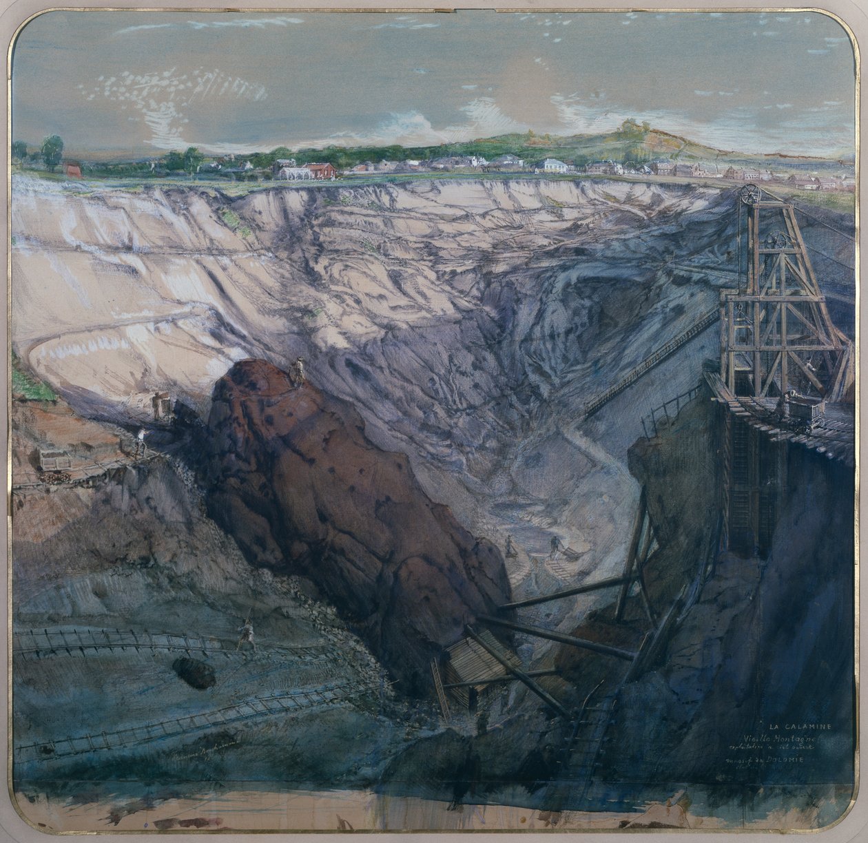 La Calamine, La Vieille Montagne, exploitation à ciel ouvert, Massif de Dolomie, 1857 - Ignace Francois Bonhomme