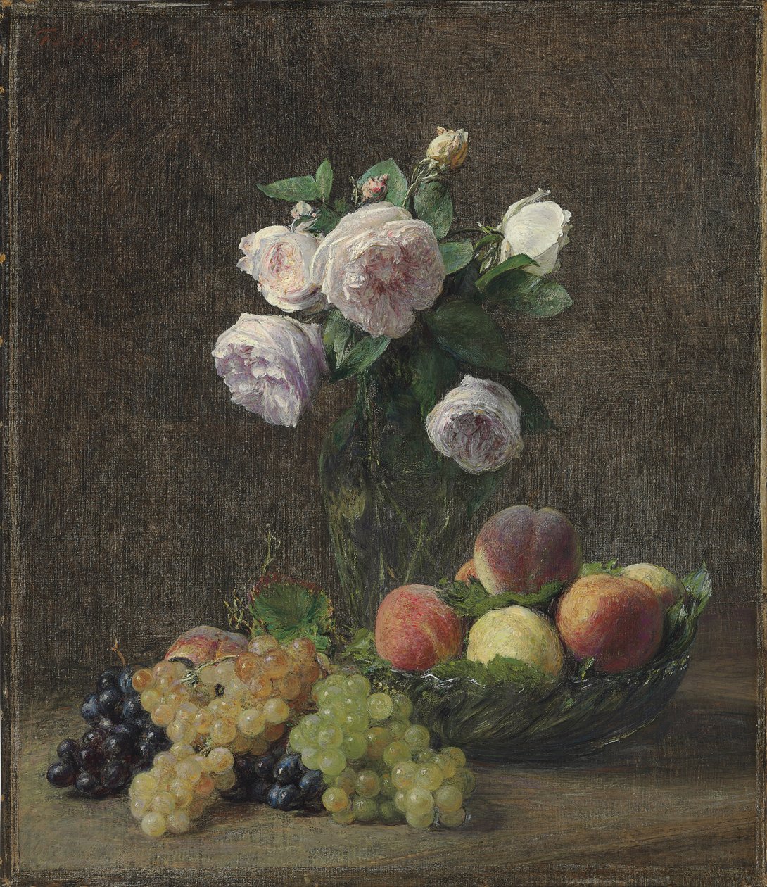 Vase de roses, pêches et raisins, 1894 - Ignace Henri Jean Fantin Latour