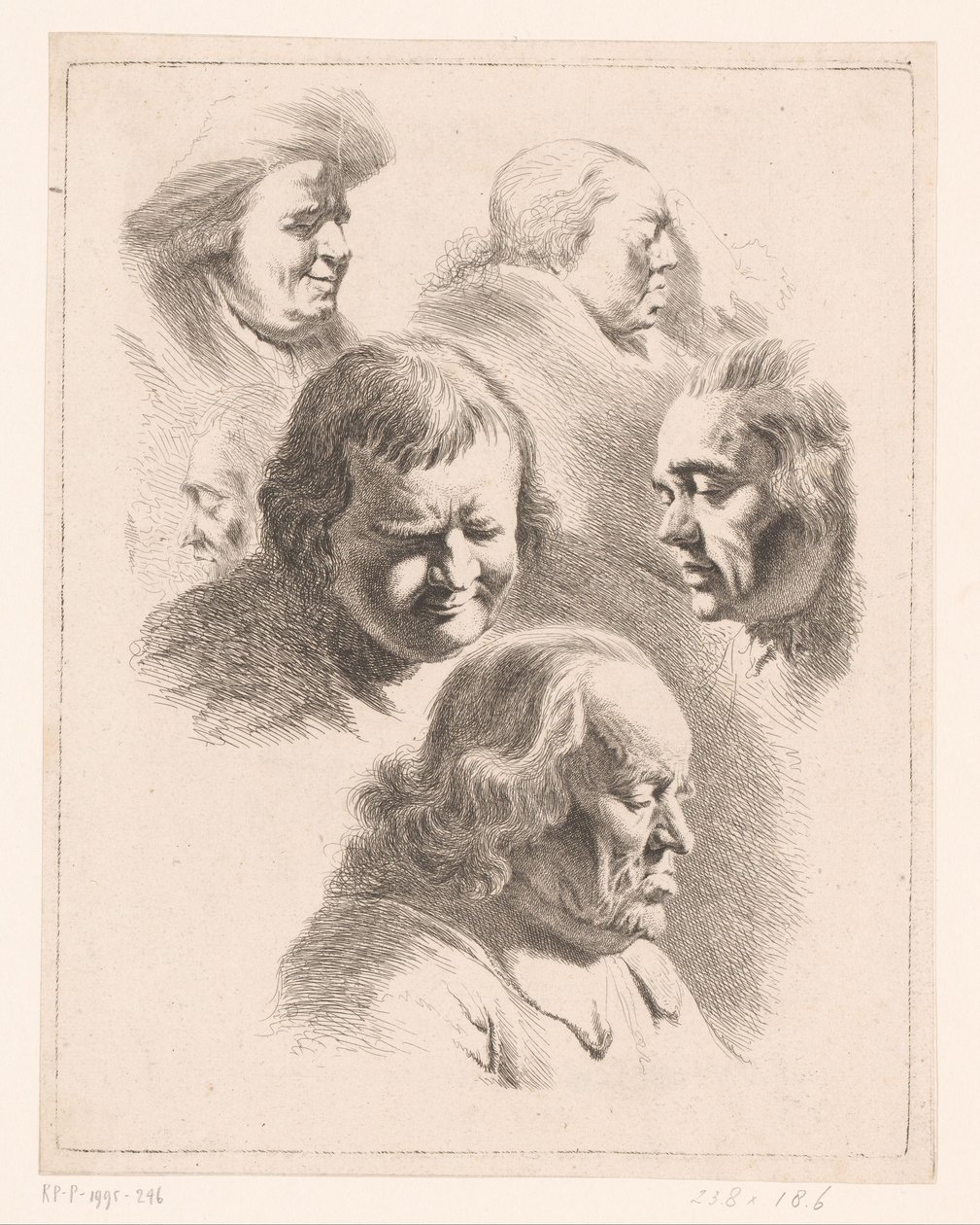 Composition avec six têtes d