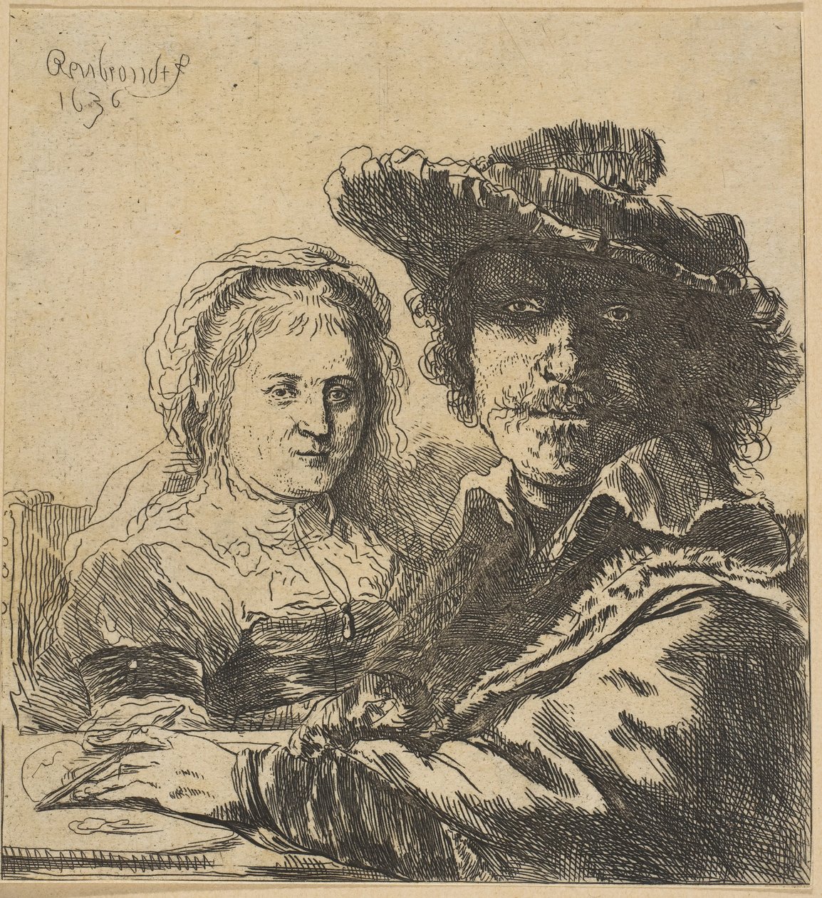 Rembrandt et sa femme copie - Ignace Joseph de Claussin