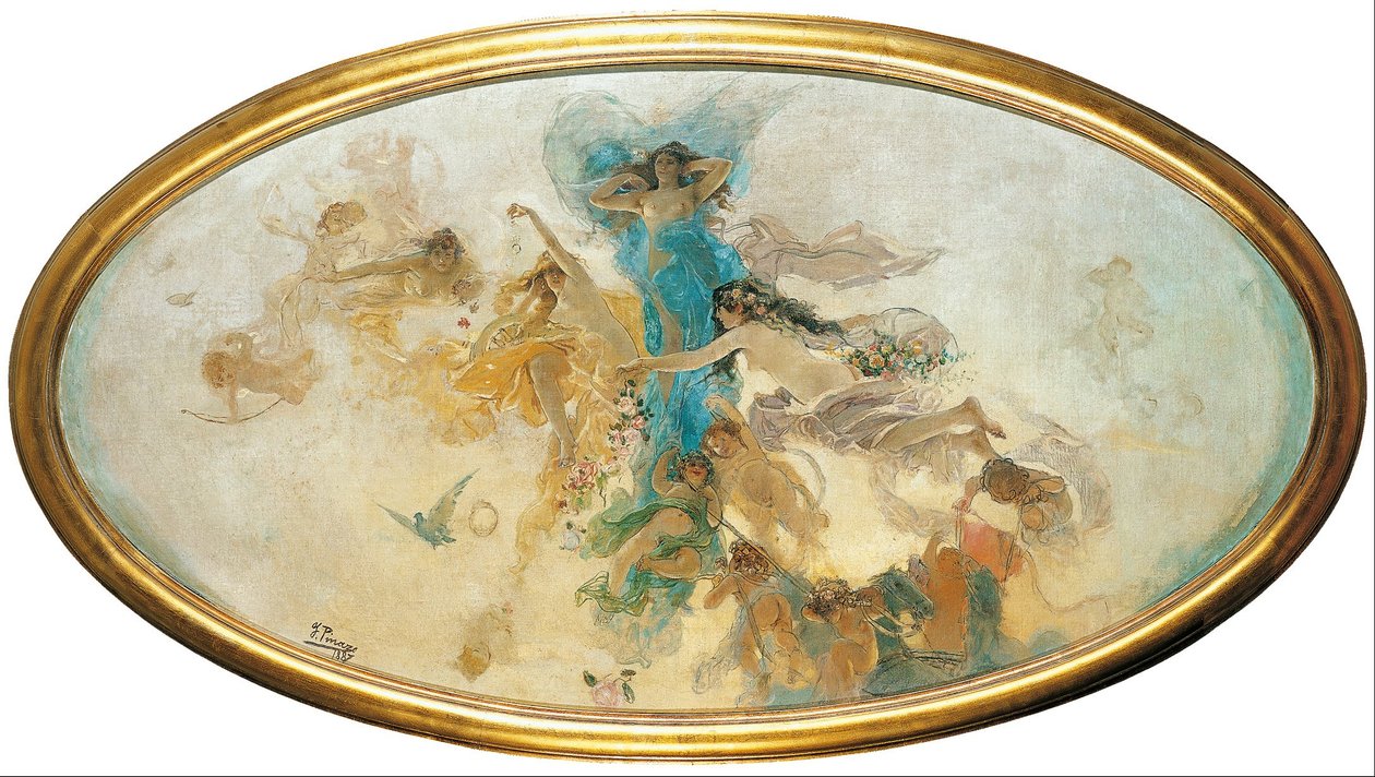 Nymphes et Cupidons (esquisse) - Ignacio Pinazo Camarlench