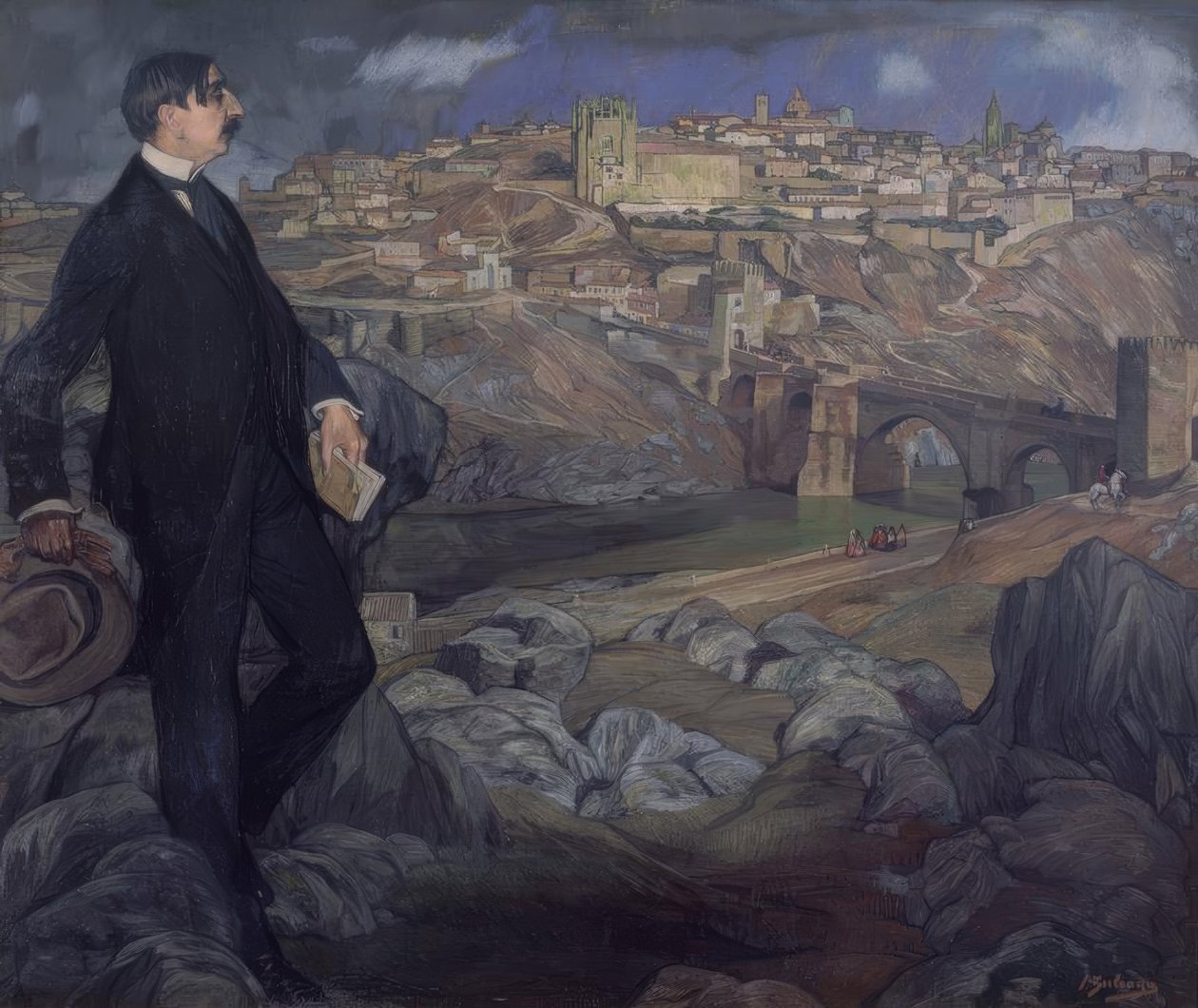 Maurice Barrès avec Tolède en arrière-plan - Ignacio Zuloaga y Zabaleta