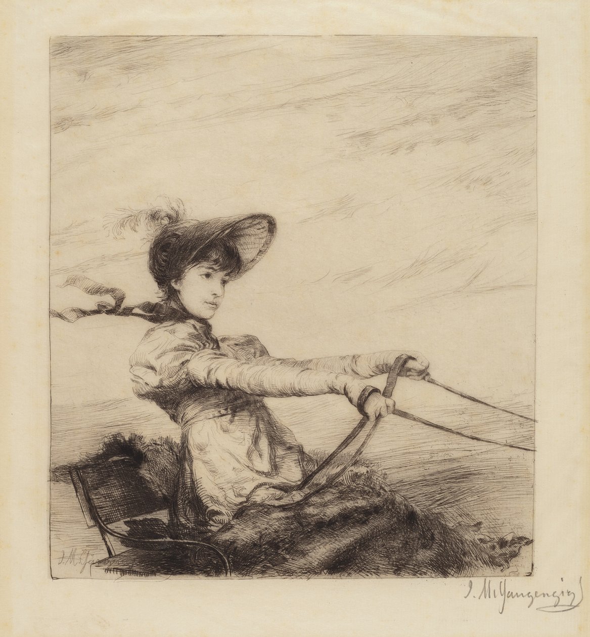 Sans titre (Femme conduisant une calèche) - Ignaz-Marcel Gaugengigl