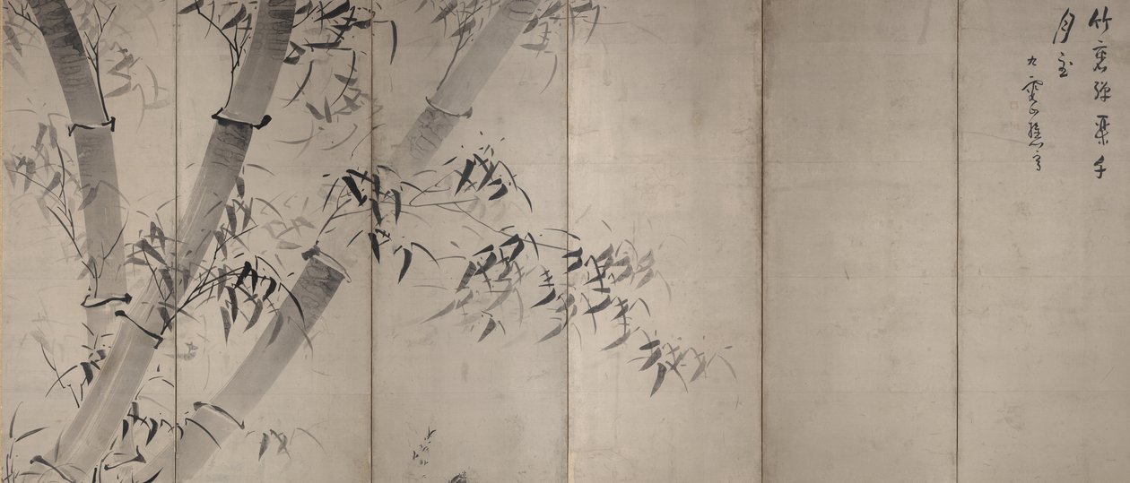 Bambou au clair de lune, écran pliant à six panneaux, vers 1758-60 - Ike no Taiga