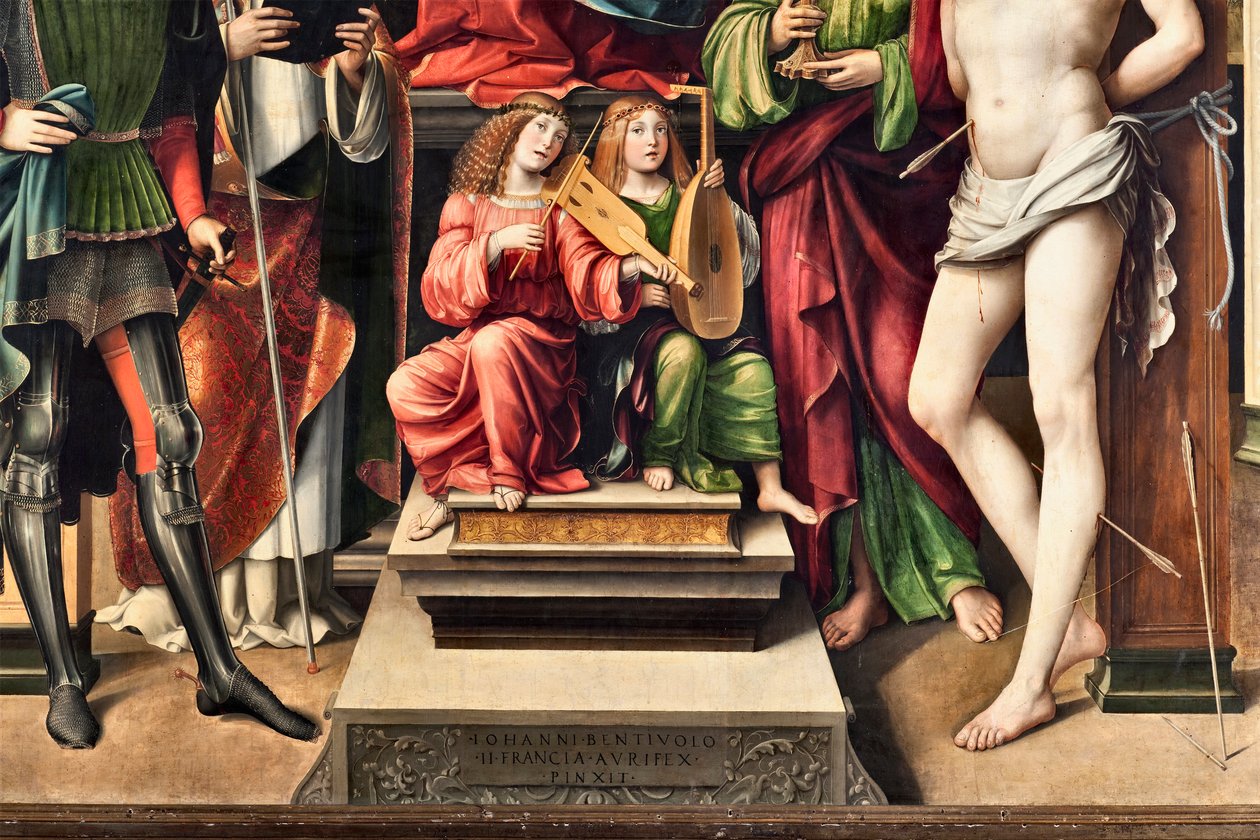 Anges musiciens, détail de la Vierge à l