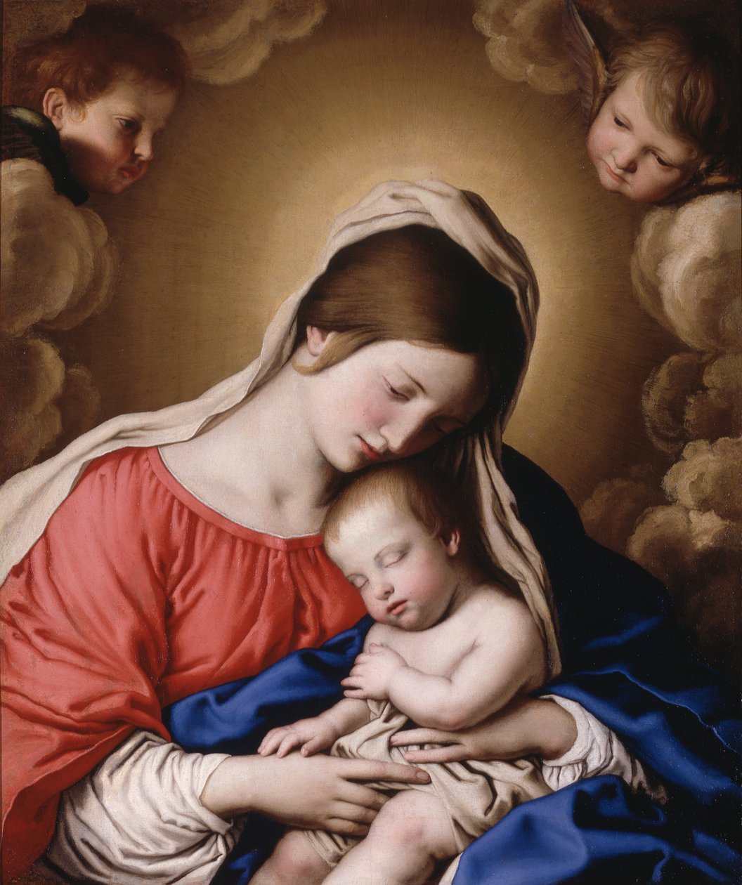 Madone et enfant (huile sur toile) - Il (1609 85) Sassoferrato