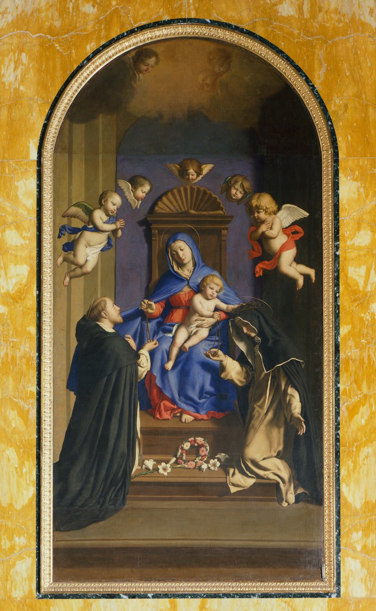 Notre-Dame du Rosaire avec Saint Dominique et Sainte Catherine, Chapelle de Sainte Catherine, Basilique de Sainte Sabine, Rome, Italie - Il  Sassoferrato
