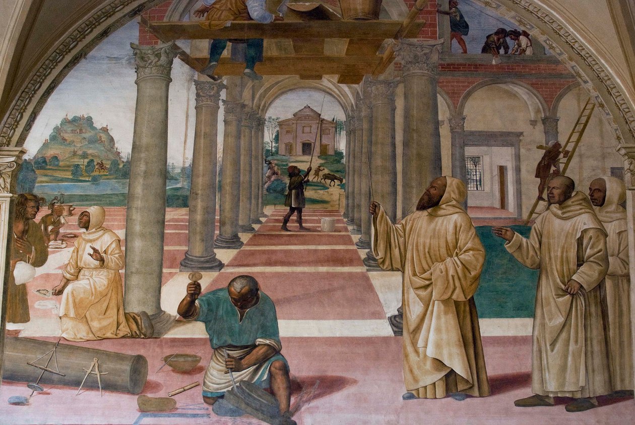 Vie de saint Benoît, scène 11 : Benoît fonde douze monastères - Il Sodoma