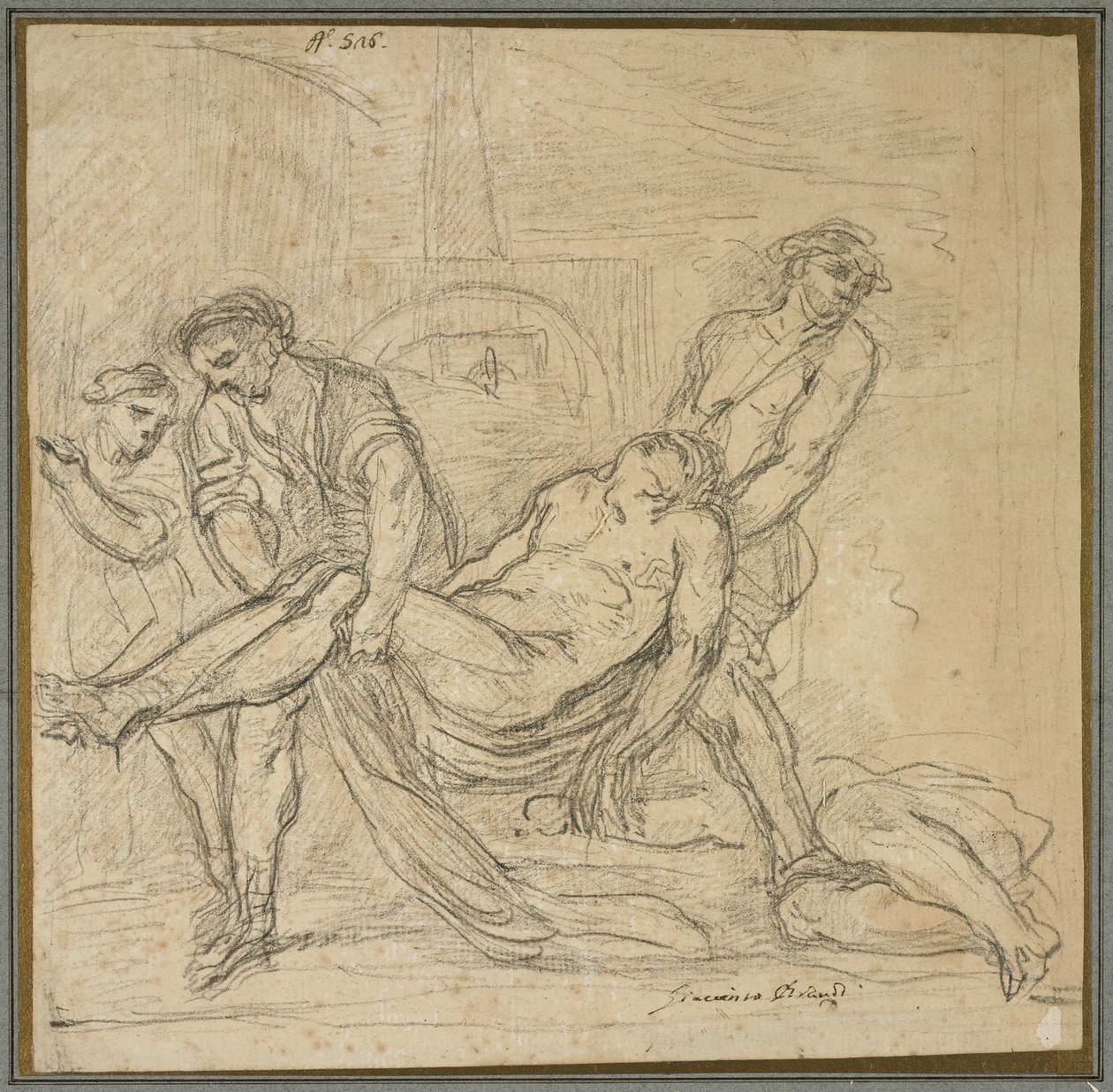 Saint Abdon et Saint Sennen enterrant des martyrs chrétiens, 1653-1657 - Il and Brueghel, Abraham Borgognone