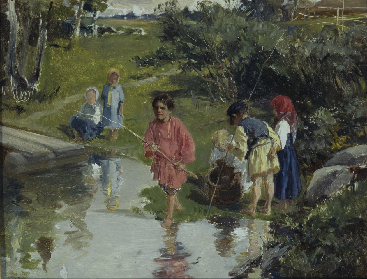 Enfants pêchant, 1882 - Illarion Mikhailovich Pryanishnikov