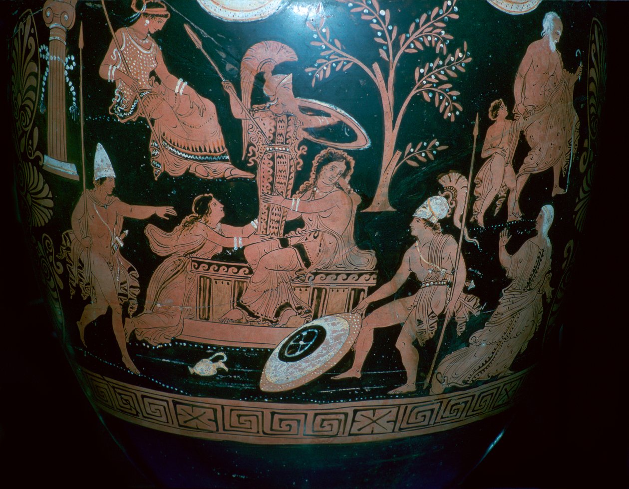 Cratère à volutes grec à figures rouges avec scène du sac de Troie, 4ème siècle av. J.-C. - Illupersis Painter