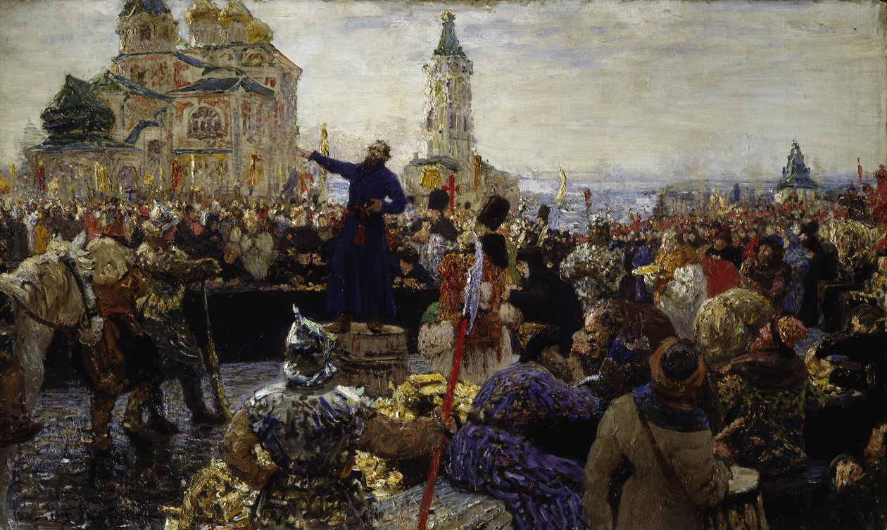 Kouzma (Kuzma) Minine (mort en 1616) appelle le peuple de Nijni Novgorod en 1611 (Il souleva la population de Moscou contre les polonais) - Ilya Efimovich Repin