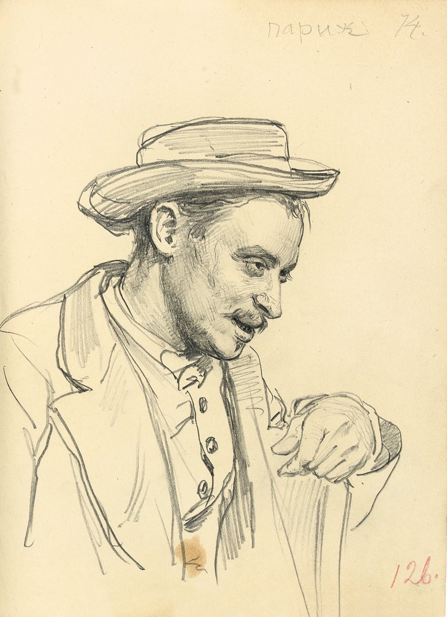 Homme avec un chapeau de profil, c. 1872-1875 - Ilya Efimovich Repin