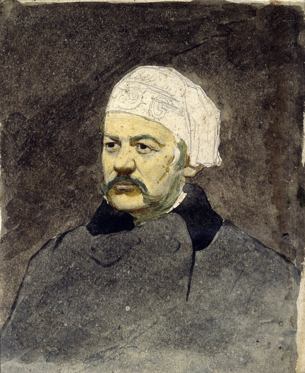 Portrait du compositeur russe Mikhail Ivanovitch Glinka (1804-1857) (Michail I. Glinka) - Peinture de Ilya Yefimovich Repin (1844-1930), aquarelle sur carton (28x23 cm), vers 1870 - Musée mémorial I. Repin Penates, près de Saint-Pétersbourg (Russie) - Ilya Efimovich Repin