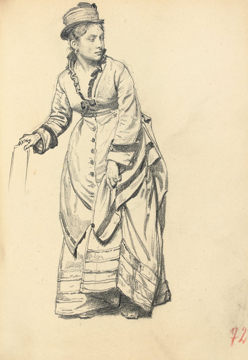 Femme Debout Tenant sa Robe, c. 1872-1875 - Ilya Efimovich Repin