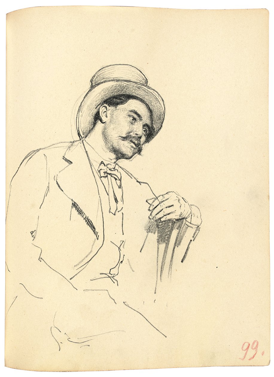 Étude pour "Un café parisien" : Homme assis avec un chapeau, vers 1872-1875 - Ilya Efimovich Repin