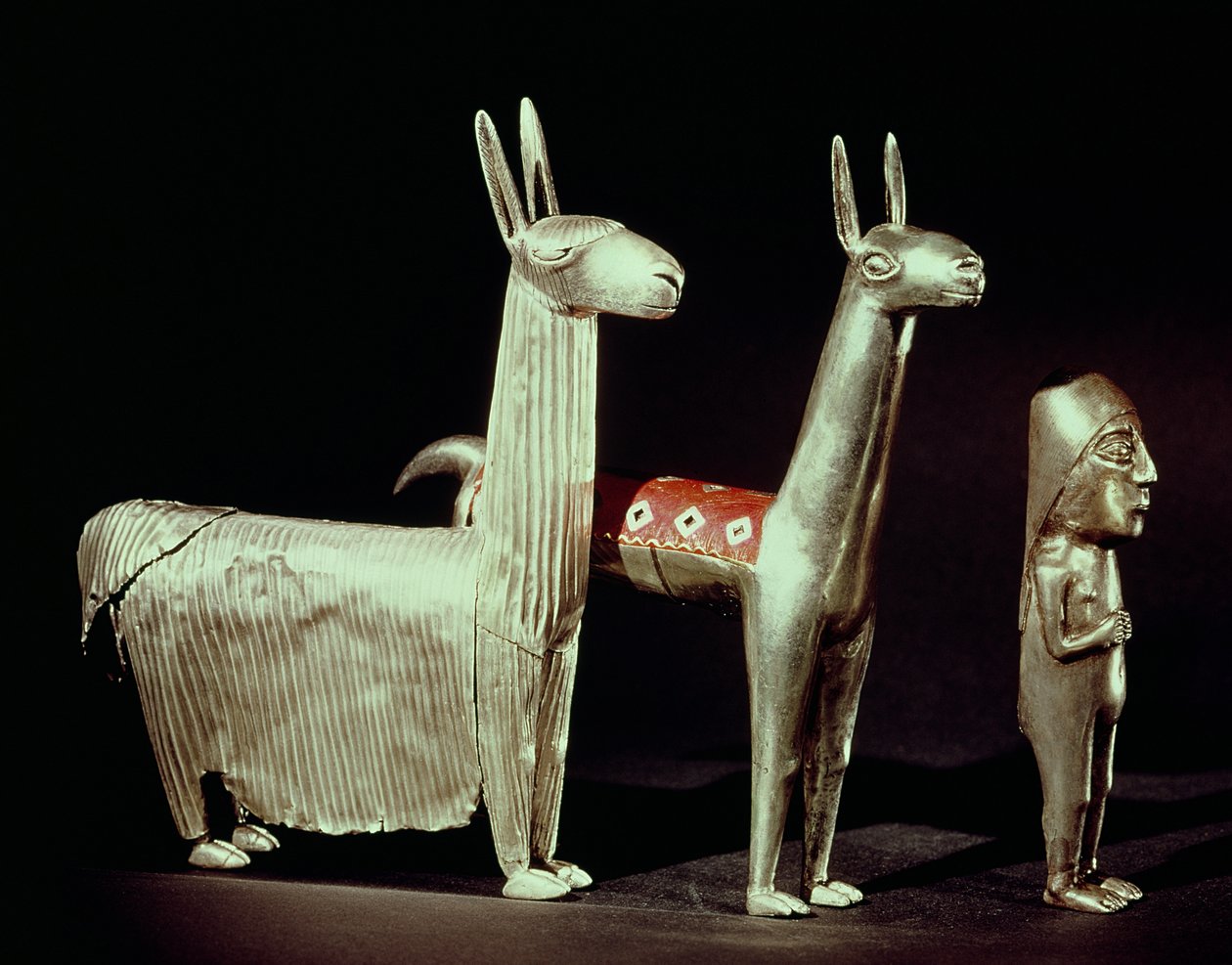 Lama, alpaga et femme, du lac Titicaca, Bolivie, c.1475-1532 - Incan