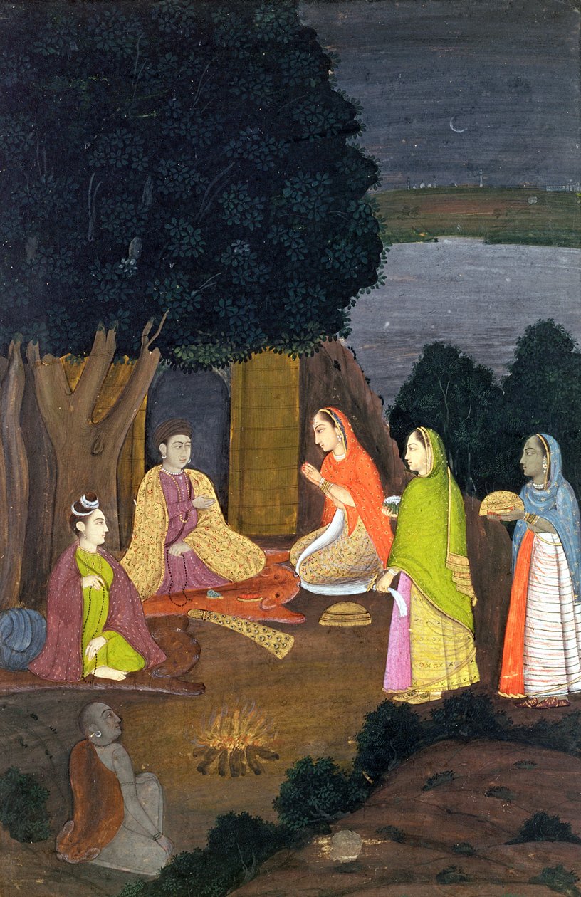 Dames rendant visite à une Yogini, École de Faqurullah Khan, Lucknow, Uttar Pradesh - Indian School