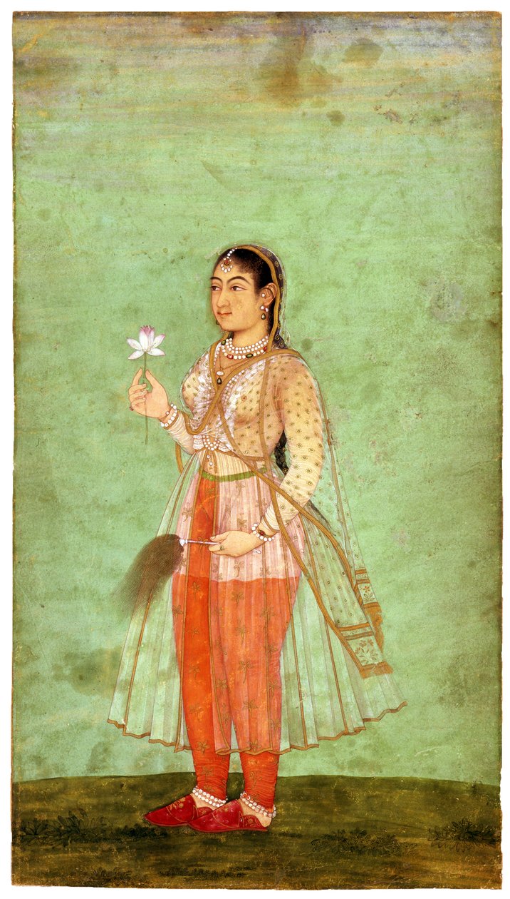 Une dame avec une fleur et un chasse-mouches, vers 1630 - Indian Art