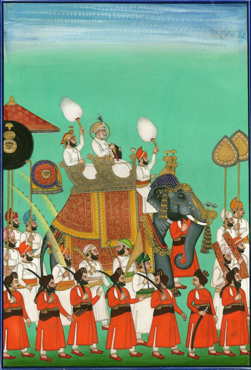 Raja de Jodhpur chevauchant un éléphant, vers 1780 - Indian Art