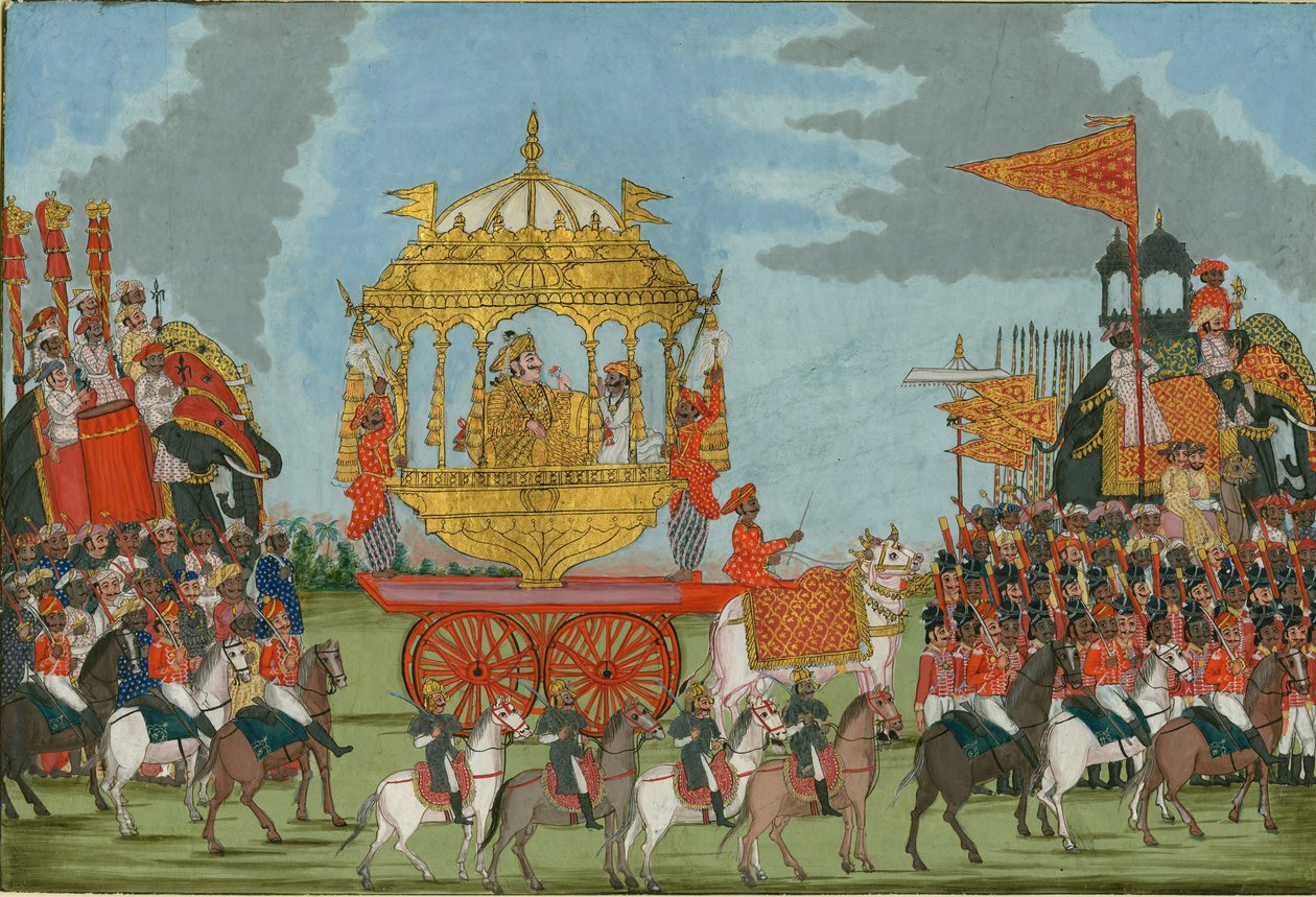 Raja de Tanjore chevauchant un éléphant pour une cérémonie de mariage, vers 1780 - Indian Art