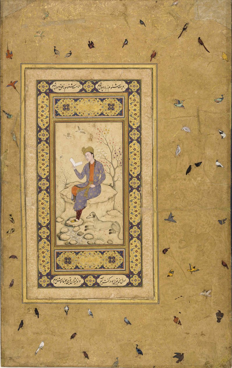 Jeune homme lisant dans un paysage, c. 1608-1610 - Indian Art.