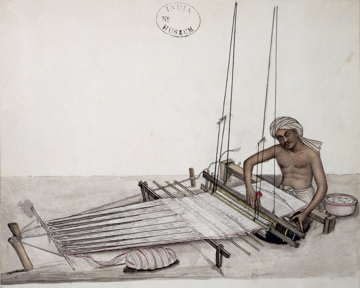 Tisserand à un métier, Bombay, vers 1873 - Indian School