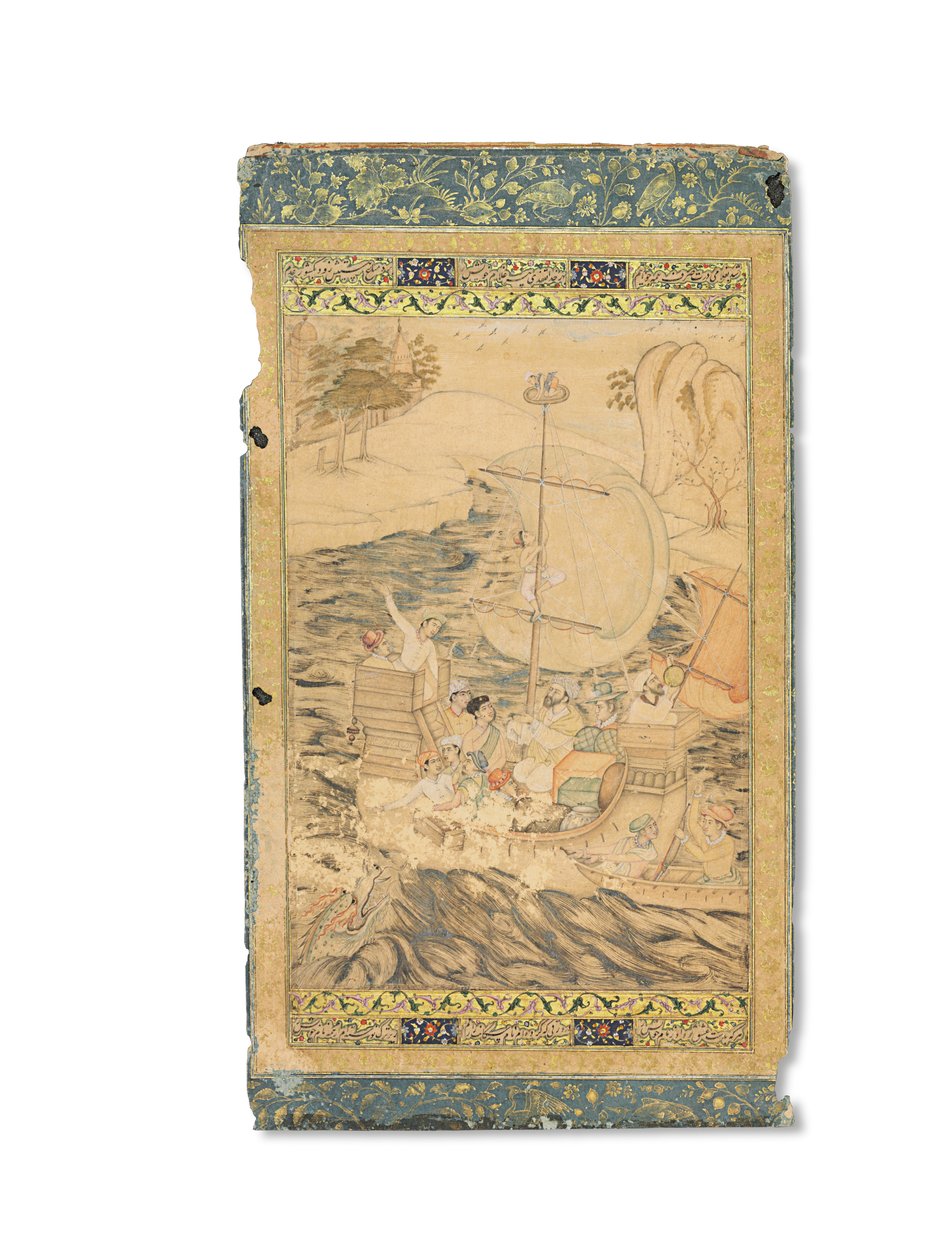 Une Caravelle Attaquée par un Monstre Marin, Inde Moghole, vers 1590 - Indian School