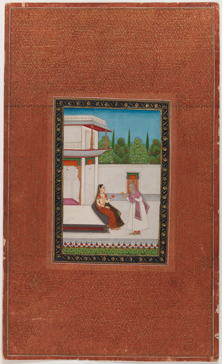 Une dame et son serviteur âgé, 1875-1900 - Indian School