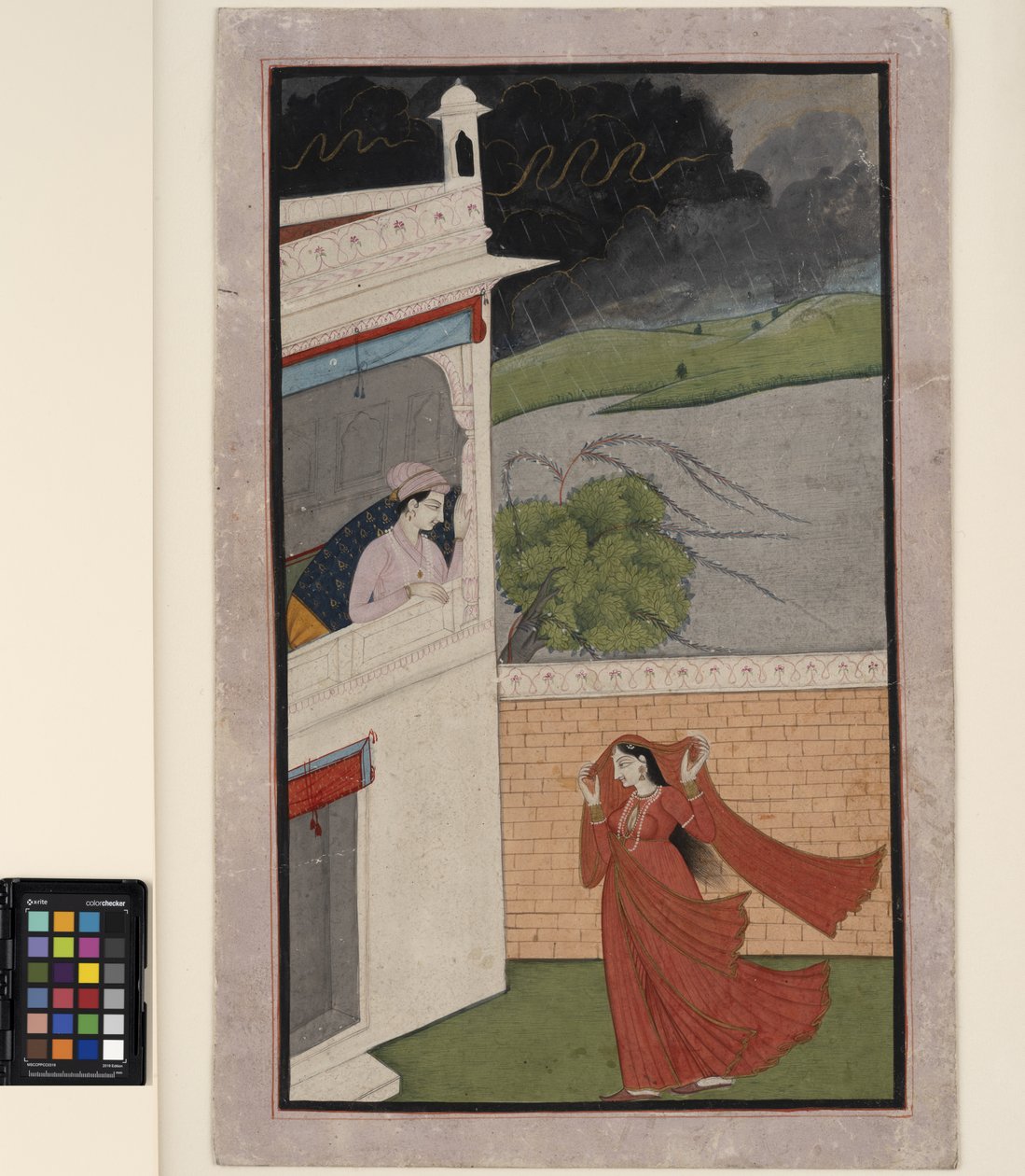 Une dame vient chez son amant sous une tempête, vers 1830 - Indian School