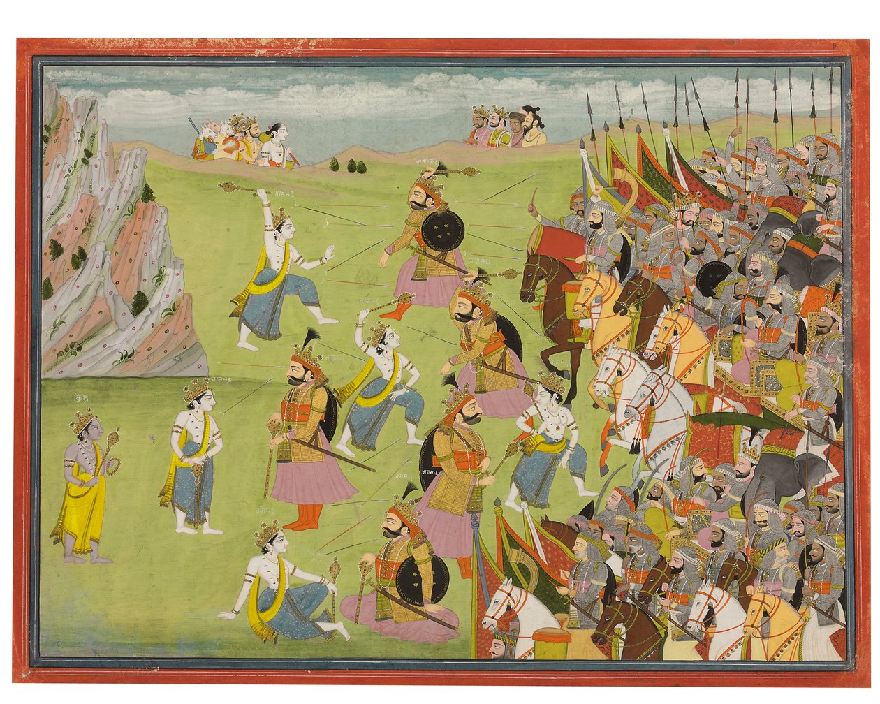 Une peinture du Mahabharata : Balabhadra combattant Jarasandha, Kangra ou Garhwal, c.1810-20 - Indian School