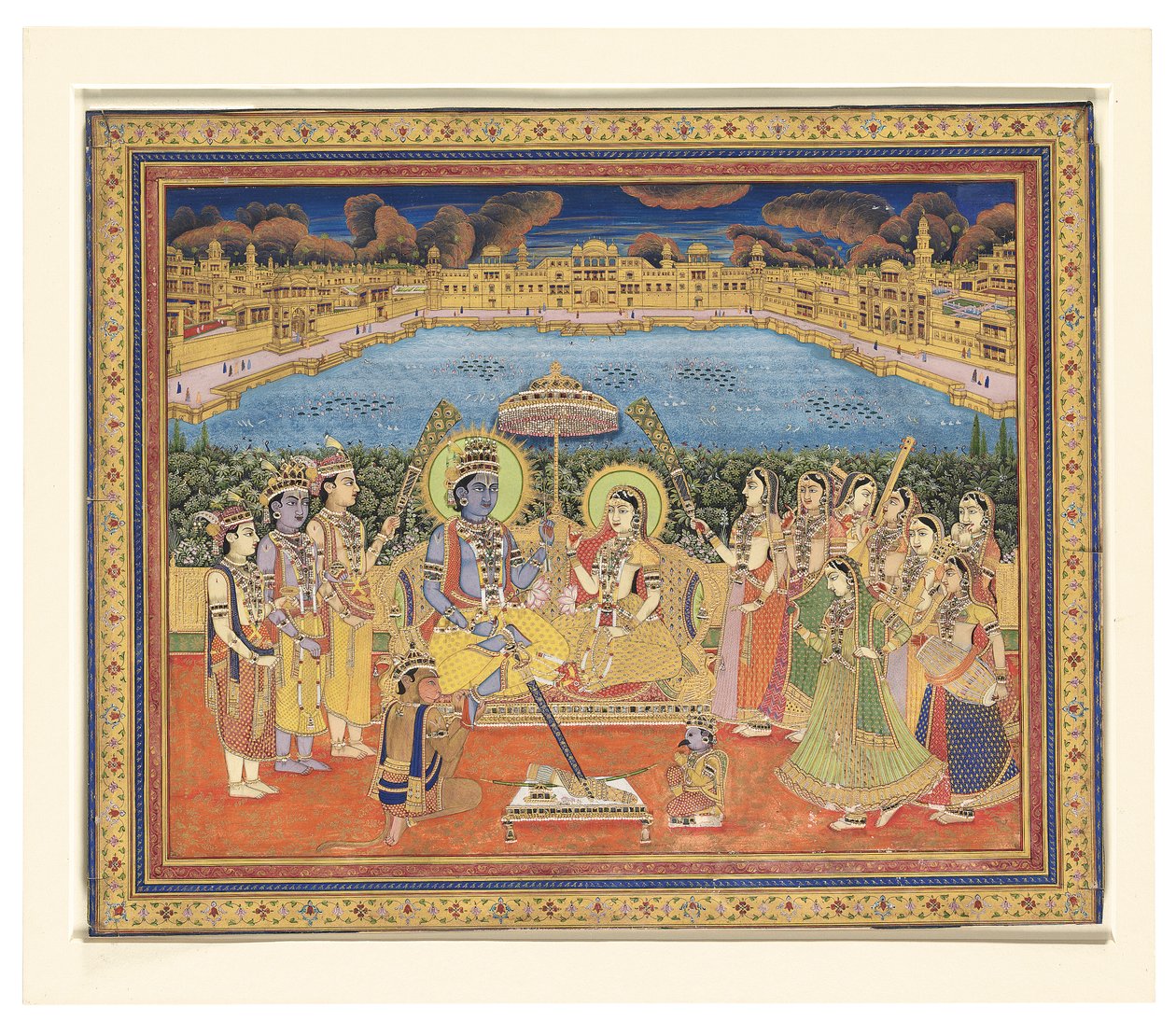 Peinture de Rama et Sita, Inde, Jaipur, vers 1800 - Indian School