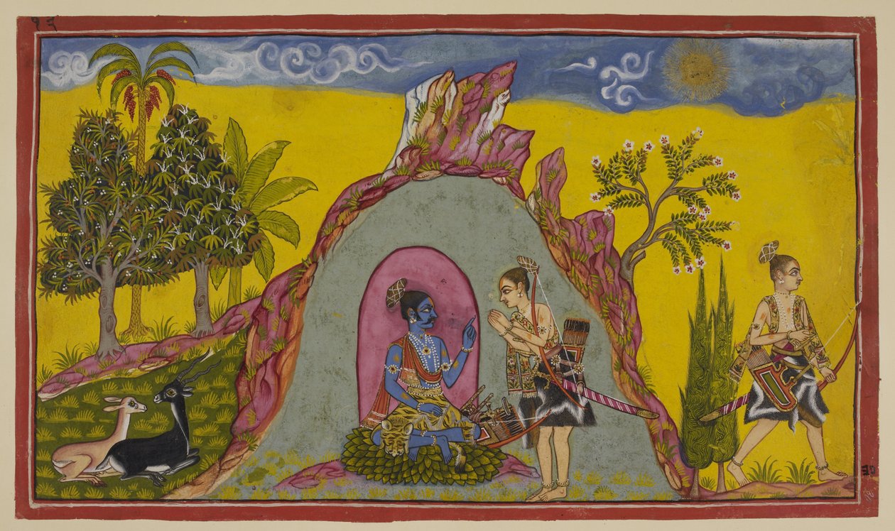 Sur le mont Prasravana, les deux princes attendent l