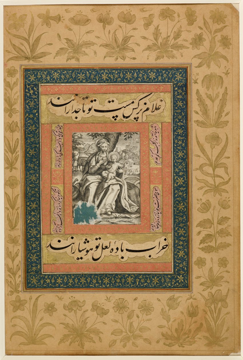 Une gravure européenne de la Vierge et l