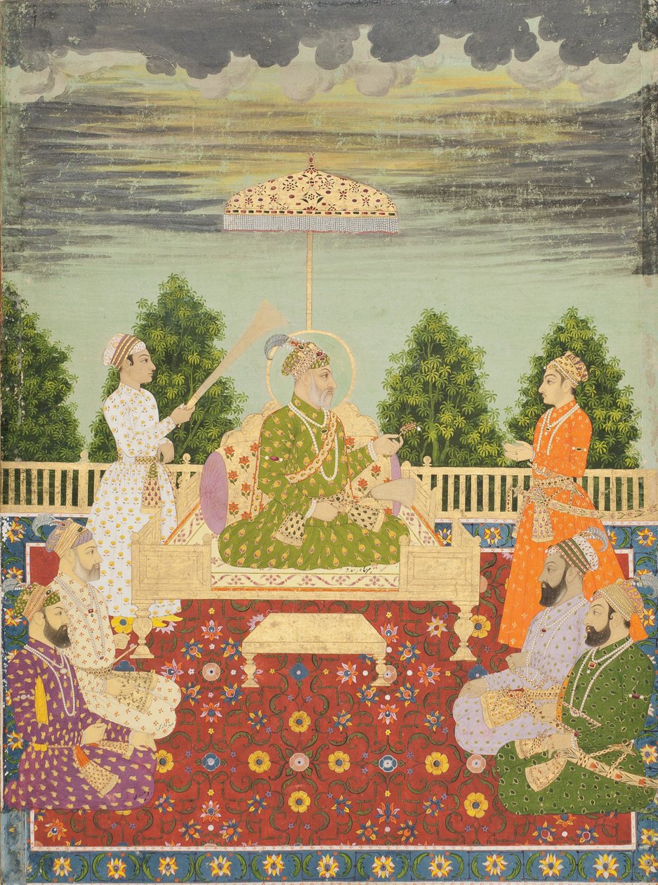 Bahadur Shah avec ses quatre fils et un petit-fils, vers 1710 - Indian School