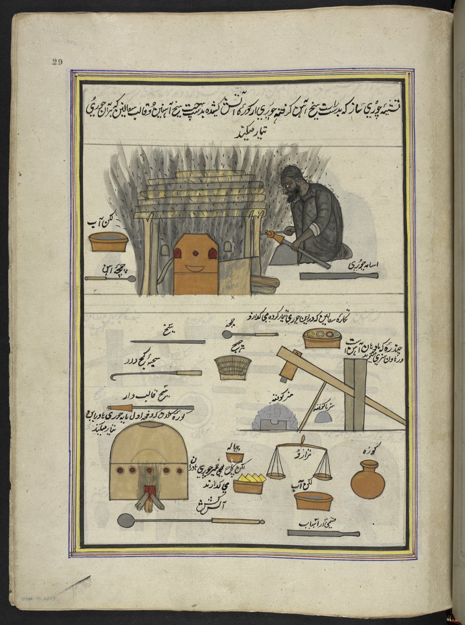 Fabricant de bracelets, 86 dessins reliés en un volume représentant des métiers et occupations au Cachemire, des artisans montrés au travail avec leurs outils et équipements, par un artiste du Cachemire, probablement à Srinagar, c.1850-60 - Indian School