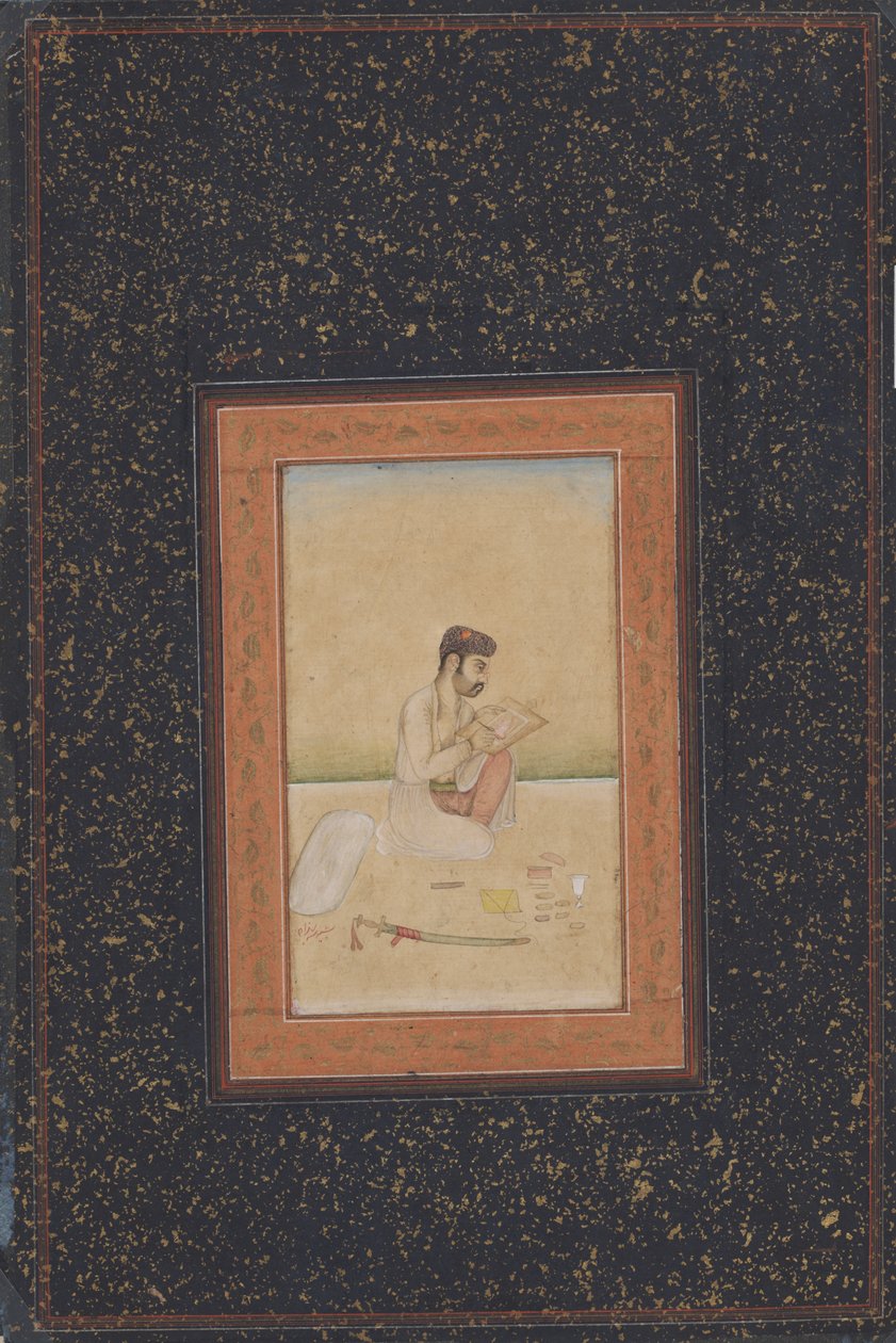 Behzad le peintre portant des lunettes - Indian School