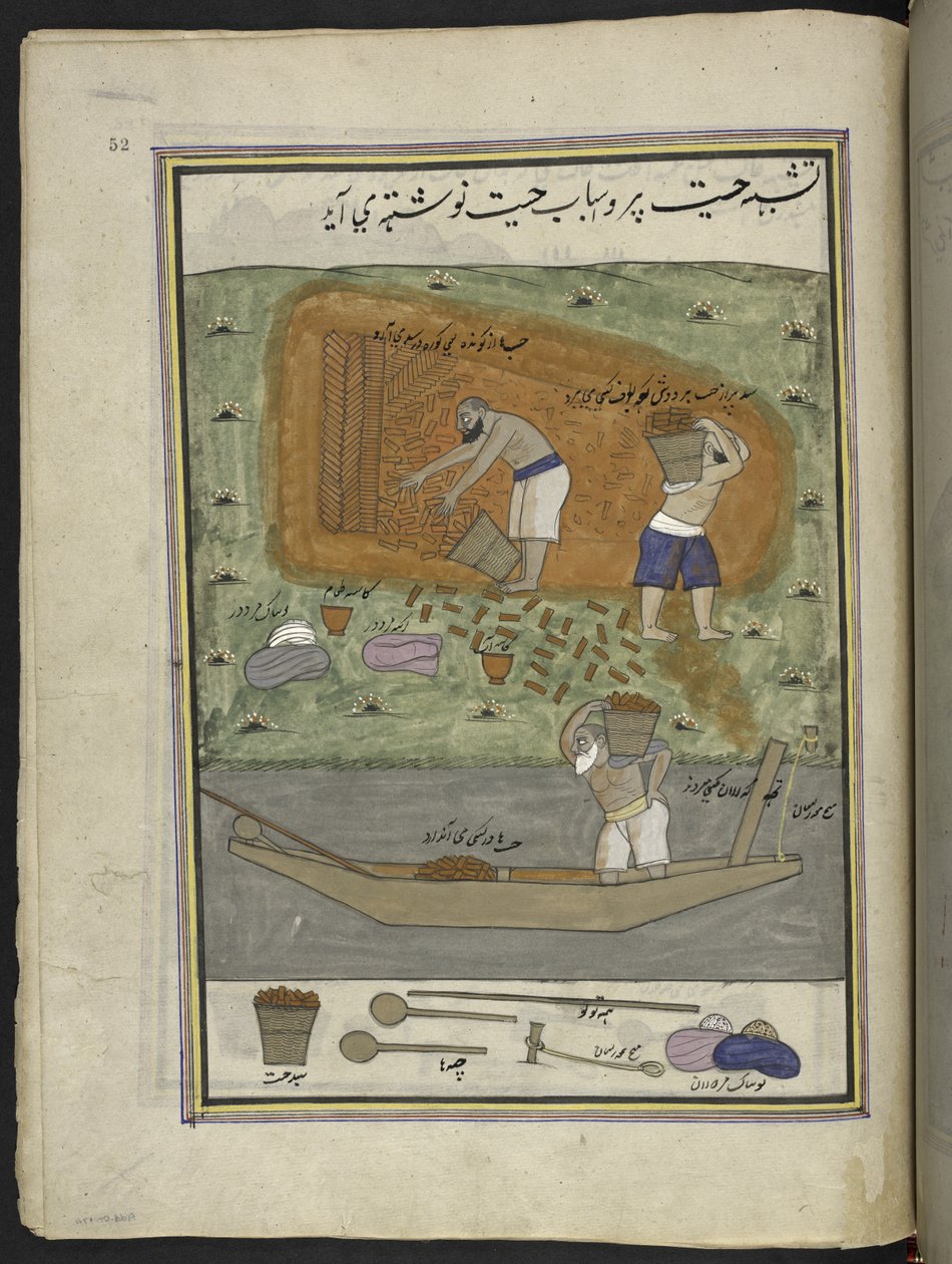 Fabricants de briques avec four et bateau pour transporter les briques - Indian School