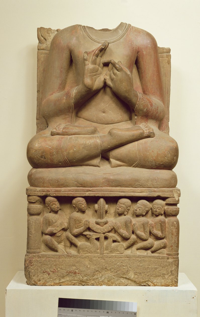 Sculpture de Bouddha en train de prêcher un sermon, Sarnath, Uttar Pradesh, Ve siècle - Indian School