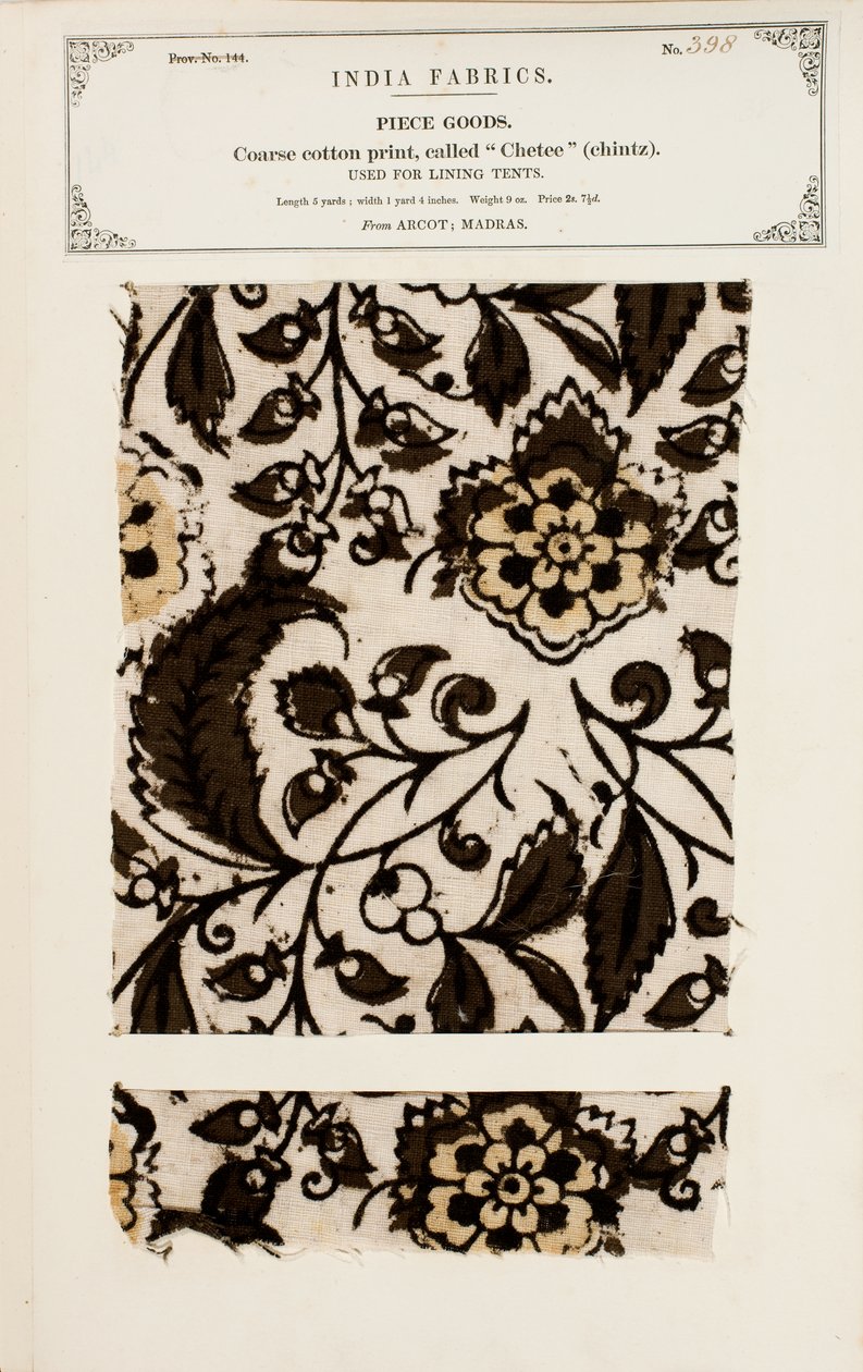 Échantillon de coton grossier avec motif chetee (chintz) d